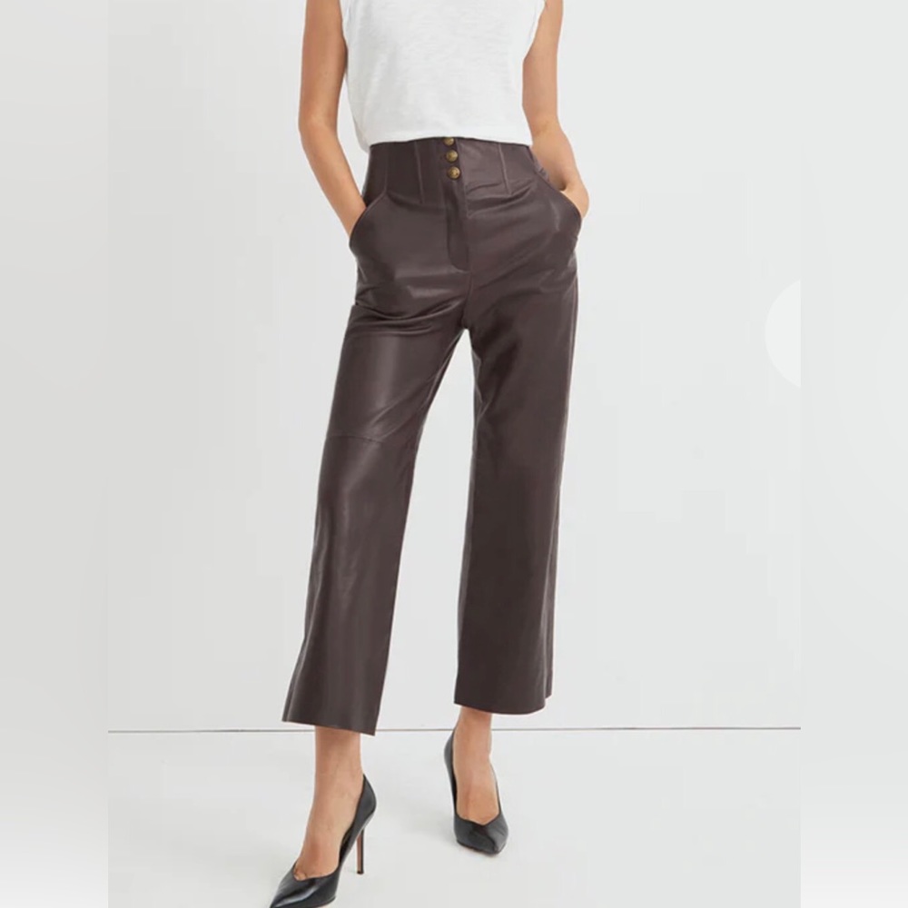 Veronica Beard ARCELLO LEATHER PANT size 6 color oxblood